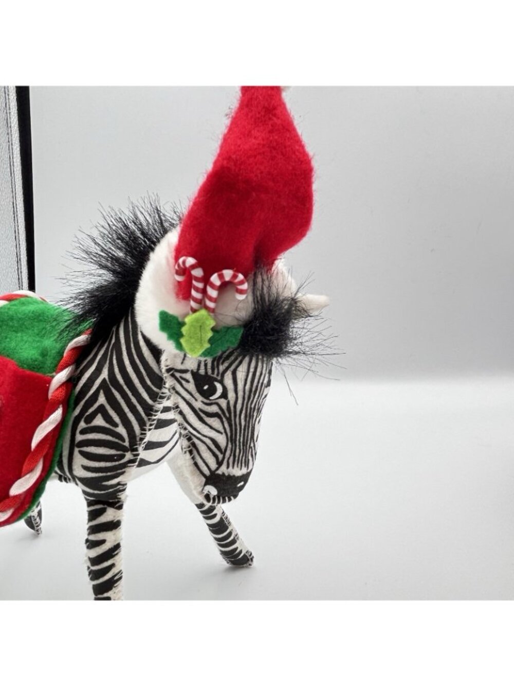 Annalee Dolls Christmas Zebra Candy Canes Santa Hat Plush Red Saddle Black 7” - Picture 9 of 12